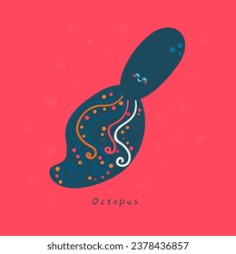 Cartoon-Tintenfisch, Vektorgrafik, einfaches, kindisches Design