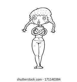 cartoon offended woman covering herself