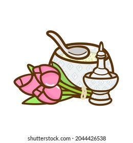 Cartoon Offering to Buddhist Vector