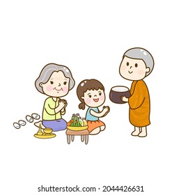 Cartoon Offering To Buddhist Vector