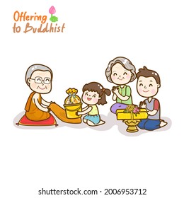 Cartoon. Offering to Monk Vector 	