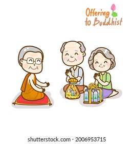 Cartoon. Offering to Monk Vector 	