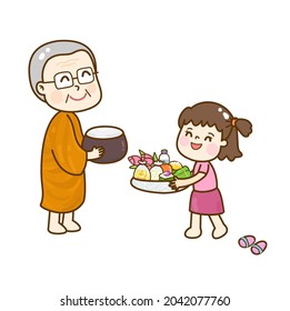 Cartoon. Offering to Monk Vector.	