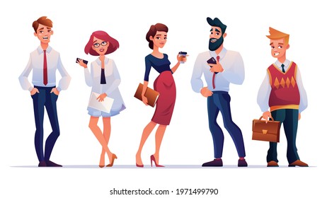 Cartoon office characters set in flat style. Business people. Managers. Office workers. Adult women and men.
Vector illustration
