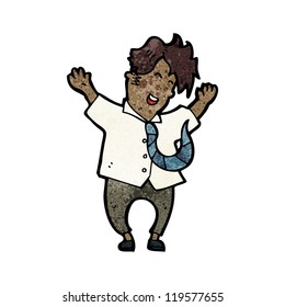 cartoon office man celebrating