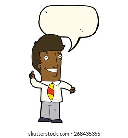 cartoon office man with idea with speech bubble