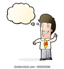 cartoon office man with idea with thought bubble