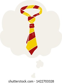 cartoon office tie with thought bubble in retro style