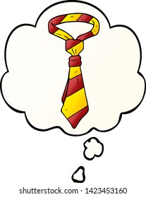 cartoon office tie with thought bubble in smooth gradient style