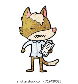 cartoon office wolf showing teeth