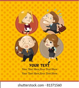cartoon office worker card