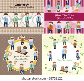 Cartoon office worker card