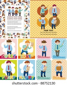 Cartoon office worker card