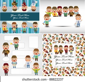 Cartoon office worker card