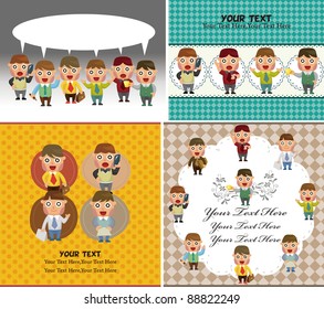 Cartoon office worker card