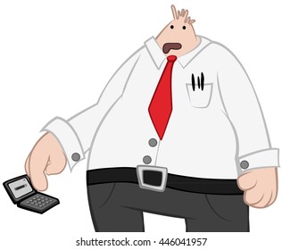 Cartoon office worker character, vector illustration, horizontal, isolated, over white
