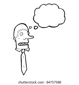 cartoon office worker face with thought bubble