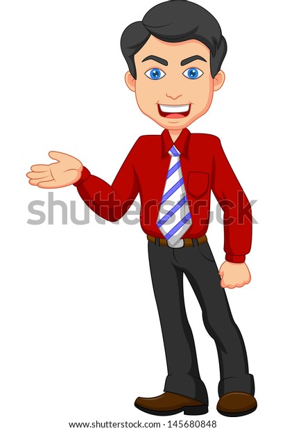 Cartoon Office Worker Presenting Stock Vector (Royalty Free) 145680848