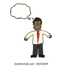 trabajador de la oficina de dibujos animados haciendo hincapié