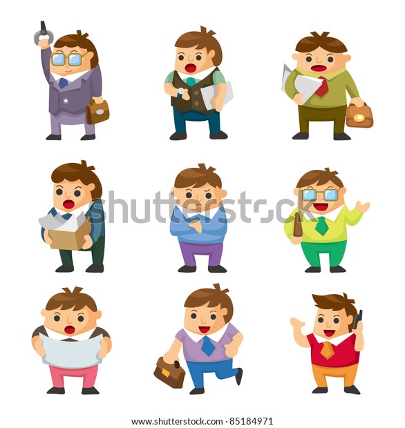 「Cartoon Office Workers Icons」のベクター画像素材（ロイヤリティフリー） 85184971