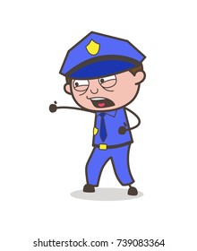 Cartoon Officer Doing Practice of Judo-Karate Vector