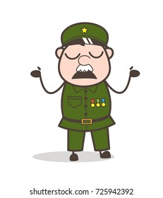 Cartoon Officer Unknown Gesture Vector Illustration