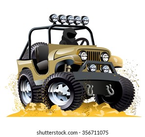 Cartoon offroad vehicle isolated on white background. Available EPS-10 vector format separated by groups and layers for easy edit