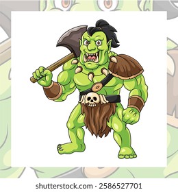 Cartoon ogre character design on white background