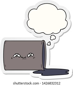 cartoon oil drum with thought bubble as a printed sticker