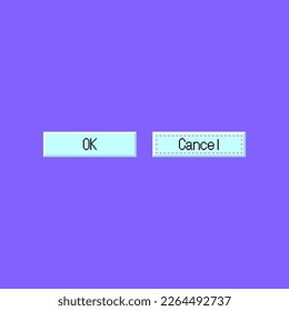 Cartoon Ok and Cancel UI Button Set Technology Pc Concept Flat Design Style. Vector illustration of Retro Computer Interface Window