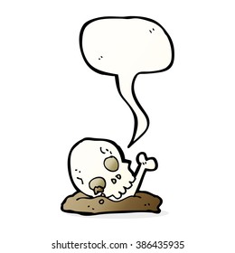 ossos velhos de desenho animado com balão de fala