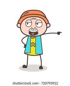 Cartoon Old Boss Shouting on Workers Vector