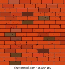 Cartoon Old Brick Wall Texture. Vector.