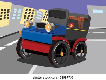 cartoon old car ten