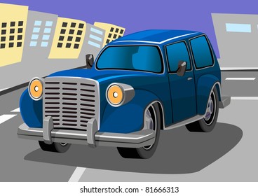 cartoon old car three