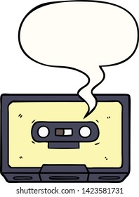 cartoon old cassette tape with speech bubble