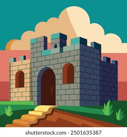 Una caricatura de una antigua puerta del castillo