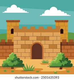 Una caricatura de una antigua puerta del castillo