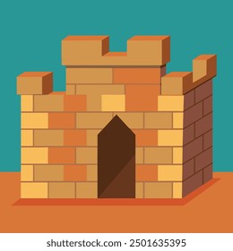 A cartoon of a old castle gate