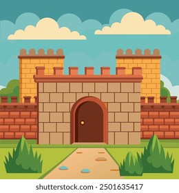Una caricatura de una antigua puerta del castillo