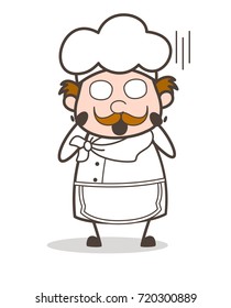Cartoon Old Chef Face Screaming in Fear Vector Illustration