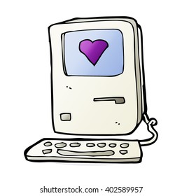 cartoon old computer with love heart