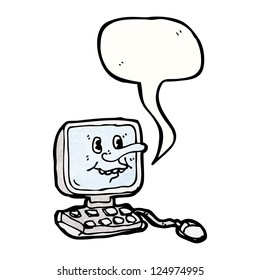 cartoon old computer with speech bubble cartoon old computer with speech bubble