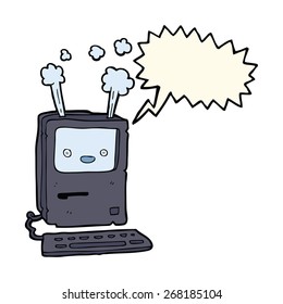 cartoon old computer with speech bubble