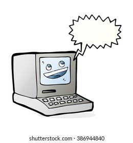 cartoon old computer with speech bubble