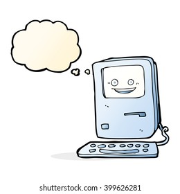 cartoon old computer with thought bubble