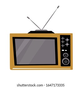 Cartoon old fashioned TV. Flat vector illustration. 