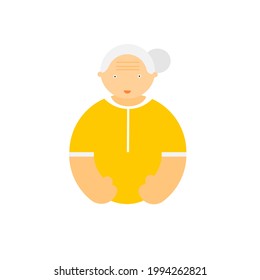 Cartoon of a old female on white background.