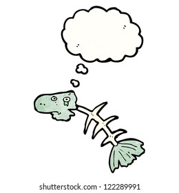 caricatura de huesos de peces viejos
