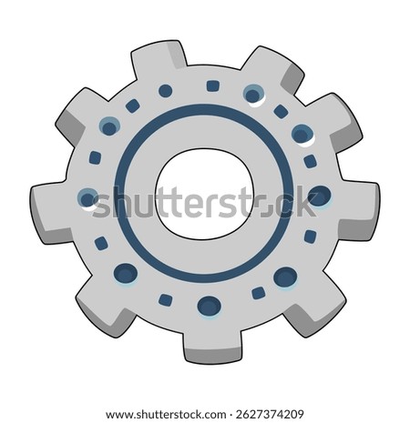 Cartoon Old Gear Digital Vectors Illustration 
